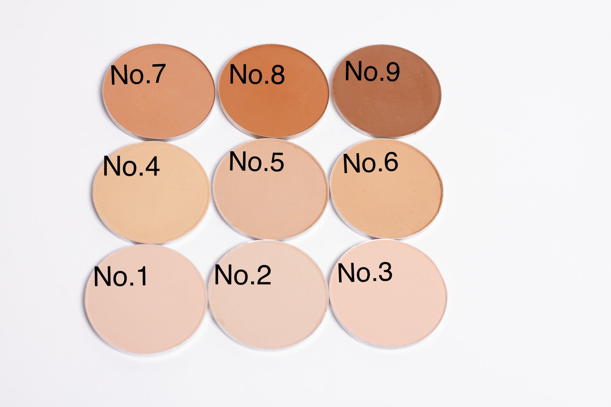 HD Duo Powder 9 Shade Collection — shade chart No.1 to No.9