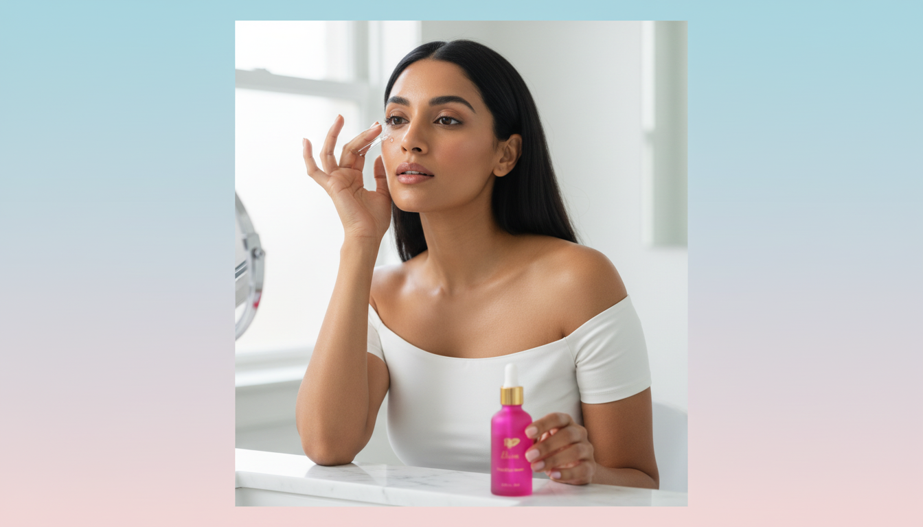 BLOOM Face & Eye Firming Serum — Lifestyle Shot | Pretty Woman Cosmetics