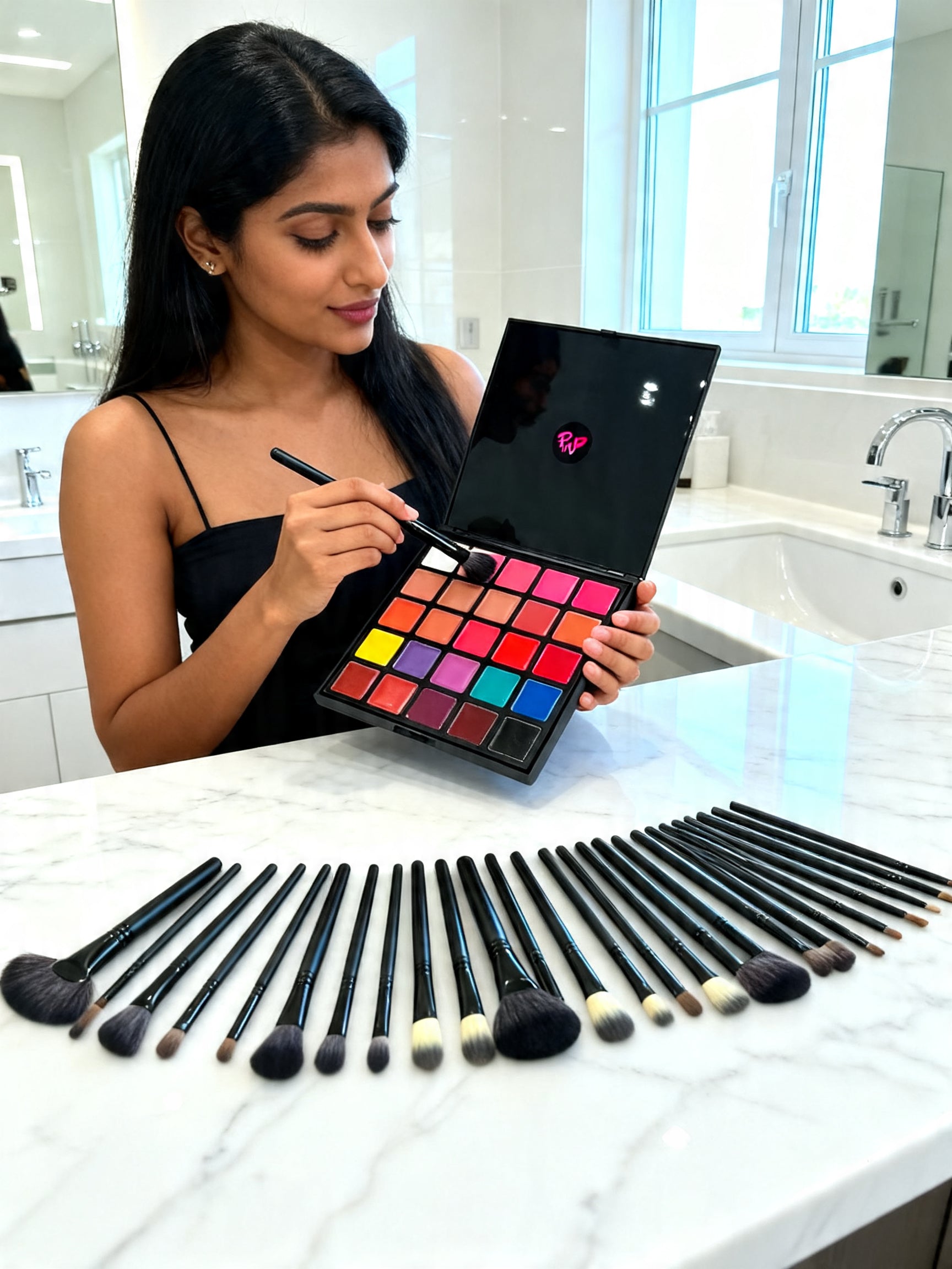 24 Piece Professional Makeup Brush Set — Lifestyle Shot | Pretty Woman Cosmetics